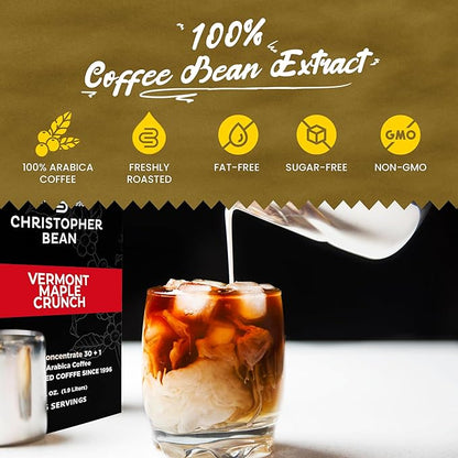 Christopher Bean Coffee - 396 servings, 30 to 1 Blend Bag in Box Liquid Instant Coffee or Cold Brew Coffee Concentrate - Hot or Iced Coffee - Vermont Maple