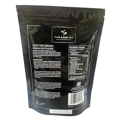 Pure And Easy Tea, Nighttime Nirvana, Natural Sleep & Relaxation Tea, Caffeine-Free Loose Leaf Blend with Chamomile, Lavender & Lemon Balm, Premium Wellness Tea, 20 BPA-Free Sachets