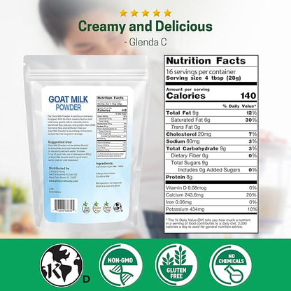 Z Natural Foods Goat Milk Powder - Pure Netherlands Full Cream Milk, Powdered Goat Milk, Highly Nutritious, Easy Digestion - Whole Goats Milk for Adults for Smoothies, Cooking, Baking, 1 lb