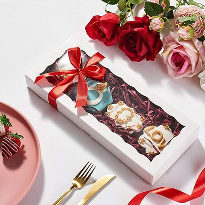 24PCS 12 x 5 x 1.5 inches Auto-Popup One Piece Premium Macaron Boxes for 12, Cookie Boxes for Gift Giving, Bakery Box for Holiday Cookie Gift Sets