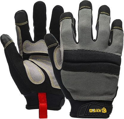 KAYGO Work Gloves For Men, KG125M Mechanic Utility Work Gloves for All Purpose, Excellent Grip, Heavy Duty, Improved Dexterity, Touch Screen,2X-Large