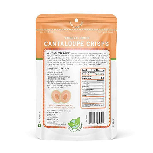 Nature’s Turn Freeze-Dried Fruit Snacks, Cantaloupe Crisps, Pack of 2 (1.2 oz Each)