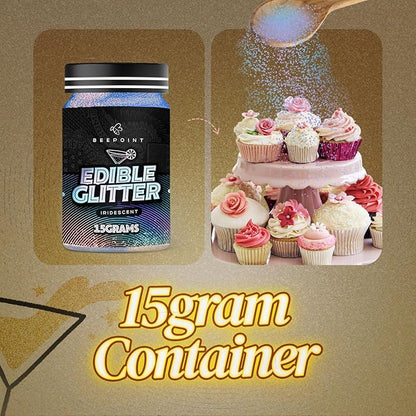 BeePoint Iridescent Edible Glitter for Drinks 15g - Food Grade, Vibrant Color Shimmer Powdered Dust for Drinks, Cocktails, Cake Decorating, Baking, Chocolates, Candy, Sweets, & Cookies - Vegan & Gluten Free