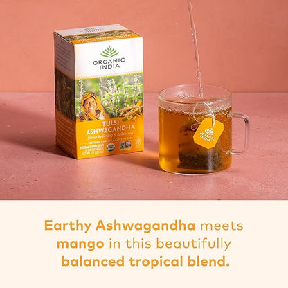 ORGANIC INDIA Iced Tulsi Tea Bags Variety Pack - Assorted Tea, Holy Basil, Ashwaganda, Sleep, Honey Chamomile - Adaptogen, Vegan, USDA Certified Organic, Non-GMO - 18 Infusion Bags per Box (Pack of 3)