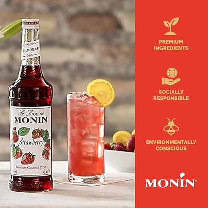 Monin - Strawberry Syrup, Mild and Sweet, Great for Cocktails and Teas, Gluten-Free, Non-GMO (1 Liter, 2-Pack)