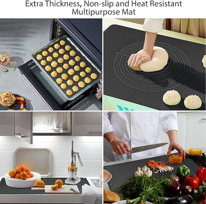 28"X20" Silicone Baking Mat Extra Large Non-stick Pastry Mat with High Edge, Dough Rolling Board for Pastry, Macarons, Pies, Bread, Cookies, Pizza, Fondant, Pasta, Food Grade Silicone Baking Supplies