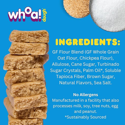 Whoa Dough Edible Cookie Dough Bars- Certified Non-GMO, Kosher and Gluten Free Bars - Healthy Snack Foods - Plant Based Snacks Made With Real Ingredients - Sugar Cookie Dough - 10 Pack