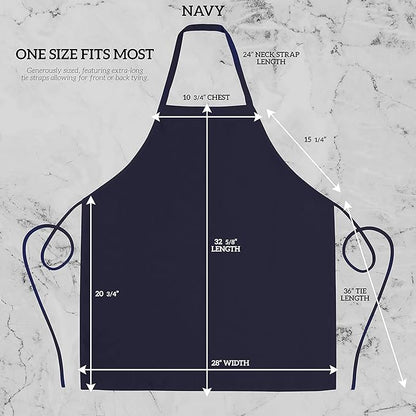 GREEN LIFESTYLE 120 Pack Professional Chef Apron– Grilling Aprons for Men, Waterproof Cooking Apron for BBQ, Work or Restaurant Use, Kitchen Aprons for Women – Navy Blue, No Pockets