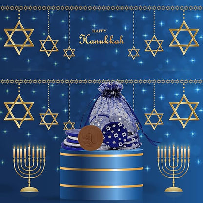 The Dreidel Company Blue & Silver Hanukkah Milk Chocolate Coins, Hanukkah Design Gelt, Gluten Free, Non GMO, Kosher Certified OU-D (200-Pack)