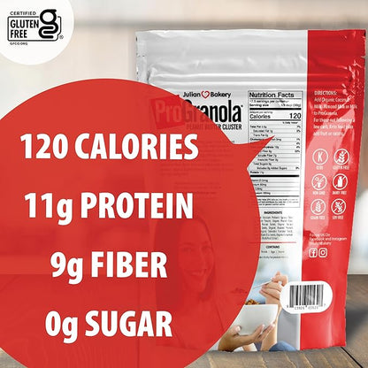 Julian Bakery® ProGranola® Cereal | Peanut Butter Cluster | 12g Protein | 2 Net Carbs | Gluten-Free | Grain-Free | 3 Pack
