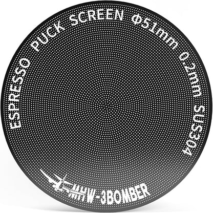 MHW-3BOMBER 51mm Espresso Puck Screen - 0.2mm Ultra Thin Espresso Puck - Metal Reusable Coffee Filter for Portafilter Basket 51mm - Puck Screen with Titanium Coating FG5640-OS