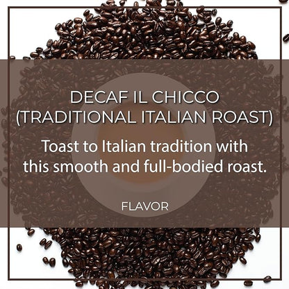 The Bean Organic Coffee Company Water Processed DECAF IL Chicco (Traditional Italian Roast), Dark Roast, Ground Coffee, 16-Ounce Bags (Pack of 2), Café Molido Tostado Orgánico descafeinado