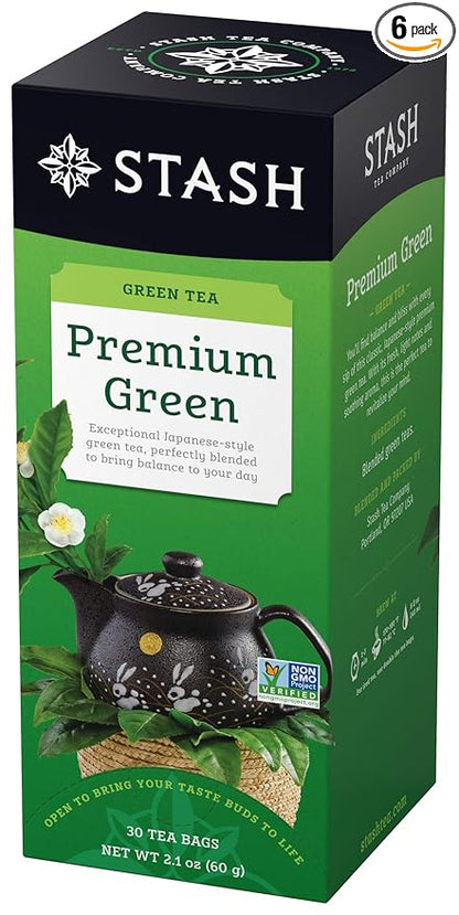 Stash Tea Premium Green Tea, 6 Boxes of 30 Tea Bags Each (180 Tea Bags Total)