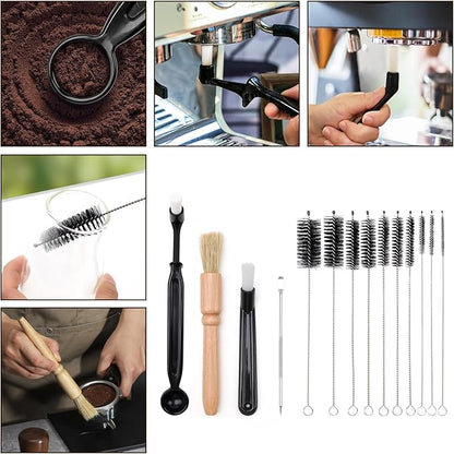 14 PCS Coffee Grinder Brush Set - Professional Espresso Machine Cleaning Kit, Multifunctional Burr Cleaner Brushes & Barista Tools for Home & Commercial Use
