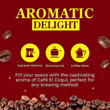 El Coquí Dark Roast Espresso Ground Coffee, Rich, Ground Coffee, Bulk Coffee, Authentic Puerto Rican Style Coffee, Vacuum Sealed, Ground Espresso Beans, 8.83 oz (12 pack)