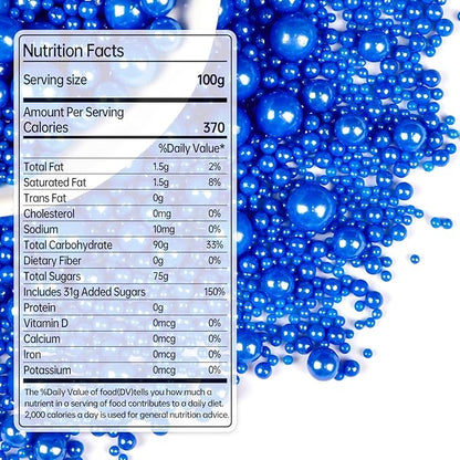 Deep Blue Pearl Sugar Sprinkles, Edible Candy Pearls, 150g/5.29oz, Blue Sprinkles for Cake Decorating, Baking Cake Decorations, Ice Cream Toppers, Cupcakes, Wedding Party Chirstmas Supplies