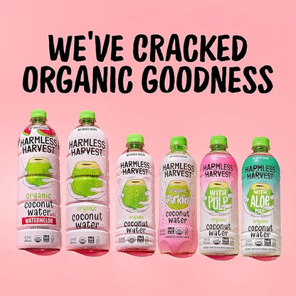Harmless Harvest Organic Coconut Water 10 Fl Oz, 24 Pack – Natural Electrolyte Hydration Drink, No Sugar Added, Original Coconut Water, Non-GMO & Fair for Life Certified