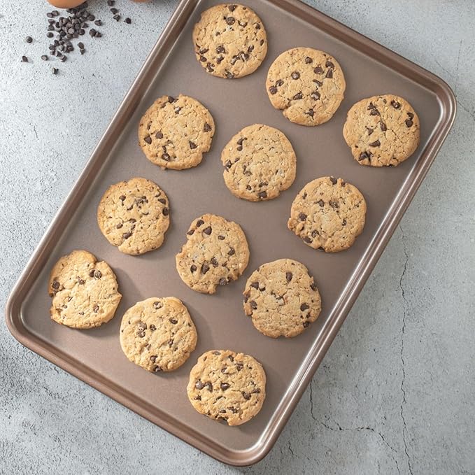Nonstick 15x10 inch Baking Sheet Set of 2 | PFOA & BPA Free Non Toxic Carbon Steel 10x15 inches Cookie Sheets | Best Non stick Oven Cooking Pans & Jelly Roll Pan | Best Nontoxic Baking Trays