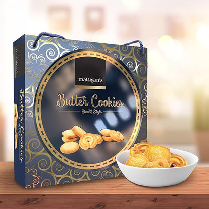 Mattigan's Butter Cookies Traditional Danish Style Cookie Assortment, 16 Oz Tin, Gourmet Gifts for Holidays, Birthday, Special Occasions, Snack Gift, Assorted Cookie Dessert Sweets, Reusable Metal Tin