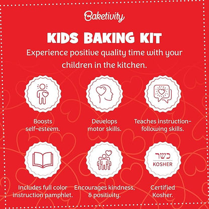Kids Baking Kit by Baketivity + Highlights Magazine Booklet | Kindness Themed Baking Set for Kids | DIY Arts and Crafts Set | Heart Shaped Sprinkle Cookies | Kosher