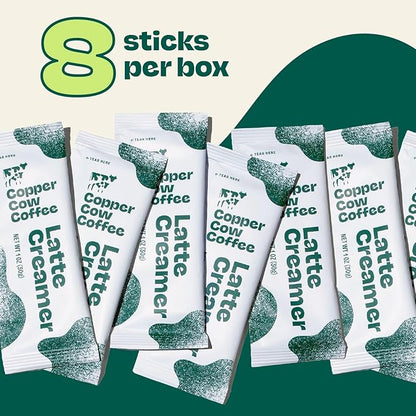 Copper Cow Coffee Sweetened Condensed Milk Coffee Creamer Singles (8 pack) | Vietnamese Inspired Coffee Creamer, All Natural Creamer Packets for Pour Overs & Lattes | No Refrigeration Needed