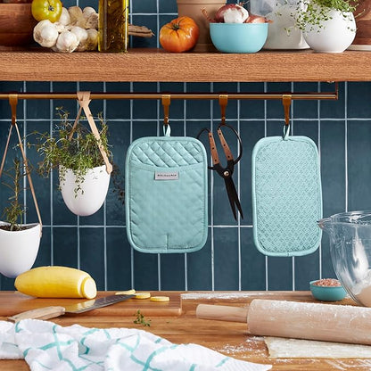 KitchenAid Asteroid Pot Holder 2-Pack Set, Mineral Water, 7"x10"