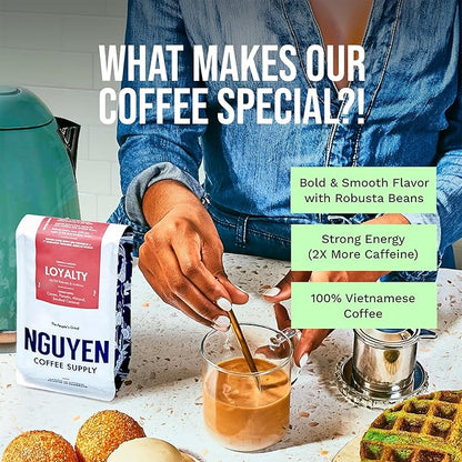 Nguyen Coffee Supply - Loyalty Signature Robusta & Arabica Blend: Medium Roast Premium Whole Coffee Beans, Vietnamese Single Origin, Direct Trade, Roasted in Brooklyn [12 oz Bag]