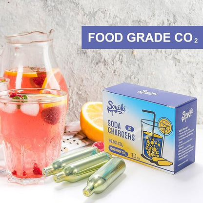 CO2 8g Soda Cartridges for Soda Maker Food Grade Seltzer Water Cartridges Non-Threaded Soda Chargers Compatible With Soda Siphons(10 Pcs)