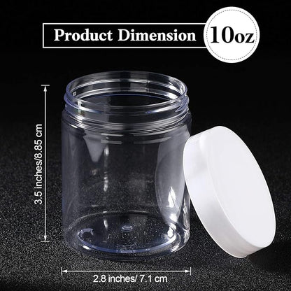 Patelai 4 Pieces Round Wide-mouth Leak Proof Plastic Container Jars with Lids for Travel Storage Makeup Beauty Products Face Creams Oils Salves Ointments DIY Making(10 Ounce,White)