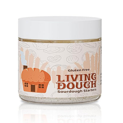 Living Dough - Gluten Free Sourdough Starter Culture - Active & Live Organic Sourdough Starter Gluten Free for Baking - For Artisanal Bread, Pizza Dough, Waffles & More