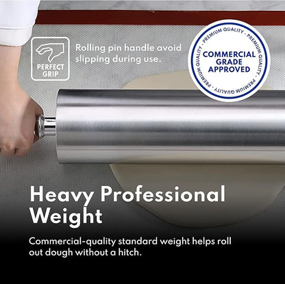 New Star Foodservice Extra Heavy Duty Restaurant Aluminum Rolling Pin, 18", Silver