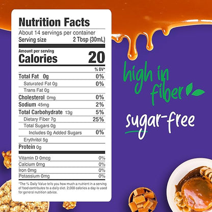 Pyure Organic Caramel Dessert Syrup | Sugar-Free Caramel Topping for Keto Ice Cream, Pancakes, Low Carb Sweets | 1g Net Carb, Gluten-Free, Vegan, Non-GMO, Plant-Based, Diabetic Friendly | 14 oz