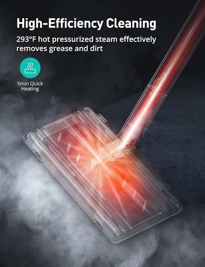Steam Cleaner, 293°F 58 PSI Powerful Multipurpose Handheld Steam Mop for Home Use, 21 Attachments, 50Oz Capacity, Heavy Duty Steamer for Carpets, Floors, Cars, Tiles, Crack Cleaning, Titanium