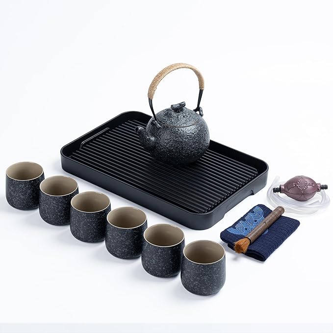TEANAGOO Japanese Tea Set, Chinese Tea Sets, Porcelain Japanese Tea Cups, Chinese Gongfu Tea Set, Asian Tea Set for Adults, Japanese Teapot Set, 1 Teapot (700ml/25oz) + 6 Tea Cups(205ml/7.2oz), U1