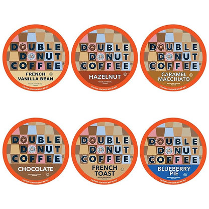 Flavored Coffee Variety Pack with Recyclable Single Serve Flavored Coffee Pods, for Keurig K Cups Coffee Makers, from Double Donut Coffee, 72 Count