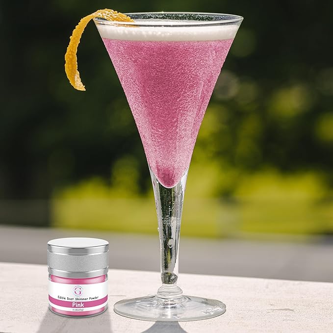 Glitter & Glitz Edible Glitter for Drinks - Premium Drink Glitter Edible Dust for Cocktails, Baking, Brew, Champagne - Luster Dust and Cocktail Glitter - Edible Glitter for Drinks Decoration (Pink, 5Grams)