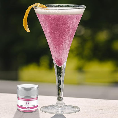 Glitter & Glitz Edible Glitter for Drinks - Premium Drink Glitter Edible Dust for Cocktails, Baking, Brew, Champagne - Luster Dust and Cocktail Glitter - Edible Glitter for Drinks Decoration (Pink, 5Grams)