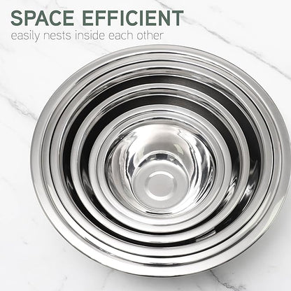 COOK WITH COLOR Stainless Steel Mixing Bowls Set - Nesting Bowls, 6 Pieces, Silver with Non Slip Bottom