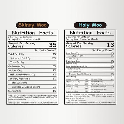 Coffee to the Moo Nitro Cold Brew Coffee Concentrate Combo Pack - KETO & Mushroom Coffee | Instant Iced or Hot | Pocket/Purse Sized, Travel & Gifts Friendly | Makes 8 Cups