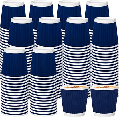 240Pack Paper Espresso Coffee Cups, 4 oz Disposable Coffee Cups,Corrugated Insulated Ripple Wall, Paper Ripple Cups for Coffee, Hot Chocolate and Hot Tea Drinks -Navy