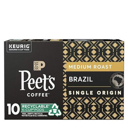 Peet’s Coffee Brazil Minas Naturais K-Cup Coffee Pods for Keurig Brewers, Medium Roast, 10 Pods