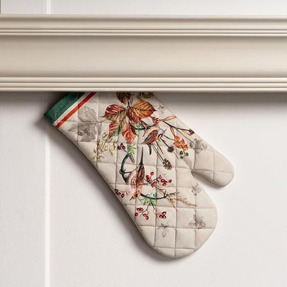 Maison d' Hermine Oven Gloves 100% Cotton Oven Mitt 7" x 13" with Loop Heat Resistant, BBQ, Cooking Gloves, Baking, Grilling, Kitchen, Handling Hot Pans (Pack of 1, Recolte)