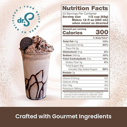 Dr. Smoothie Café Essentials Cookies & Cream – No Artificial Colors, Flavors, or Sweeteners – Shelf Stable – Caffeine-Free – Great for Hot, Iced, & Frozen Frappes (3.5 lb Bag, 23 Servings)