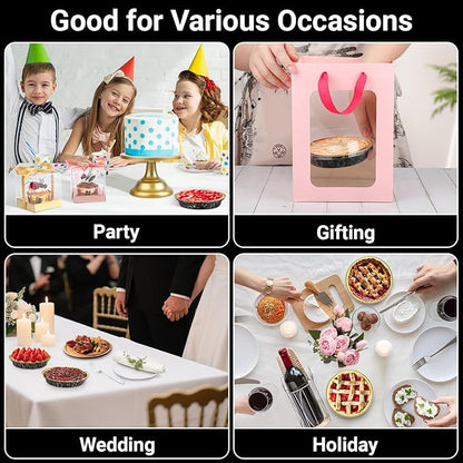 EUSOAR Aluminum Pans with Lids, 25pcs 10oz/275ml Black/Gold Cake Containers Baking Cups, Muffin Liners Foil Ramekins Cupcakes Liners Bread Pudding Round Holders Cups for Wedding Birthday Party