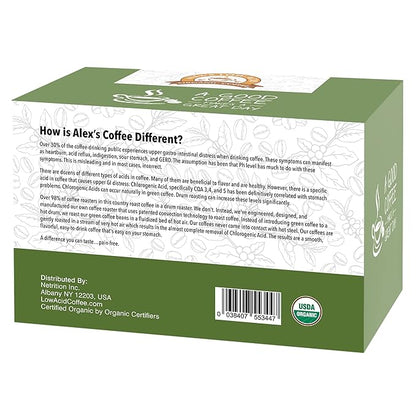 Alex’s Low Acid Organic Coffee | Created to Limit Heartburn, Acid Reflux & Stomach Irritation | Rise & Shine | Pack of 12 K-Cups