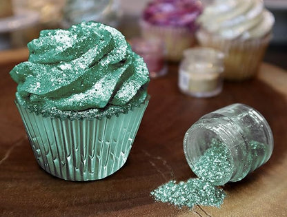Bakell Bulk Size | Emerald Deep Tinker Dust Edible Glitter Jar | Food Grade Gourmet Garnish Green 25g