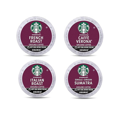 Starbucks K-Cup Coffee Pods, Dark Roast Coffee Variety Pack for Keurig Brewers, 100% Arabica, 1 Box (96 Pods)