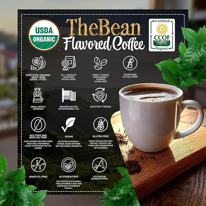 The Bean Organic Coffee Company Holiday Bean (Vanilla Cinnamon Spice), Medium Roast, Whole Bean Coffee, 16-Ounce Bags (Pack of 2)