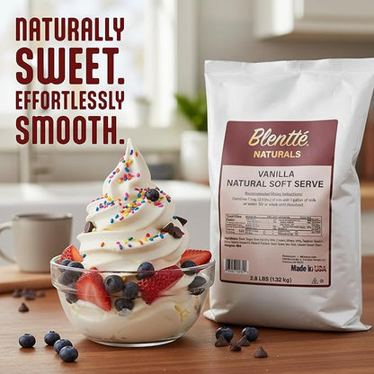 Blentte Soft Serve Ice Cream Mix - Natural Creamy Softserve Powder for Frozen Dessert Maker, Homemade Icecream, Gelato, or Yogurt - 4% Dairy Blend - Clean Label - Smooth Texture - Vanilla - 2.9 lbs