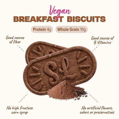 Sweet Loren's Vegan Breakfast Biscuits | Chocolate | 4g Protein, 19g Whole Grains | Plant Based, Gluten Free, Dairy Free, Nut Free Snacks | 6 Pack (30 Total Biscuits, 1.6 ounce each)